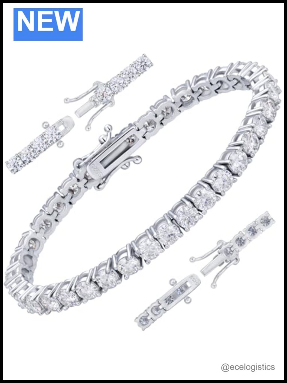 Moissanite Tennis Bracelet S925 Sterling Silver D Color VVS1 Round Cut
